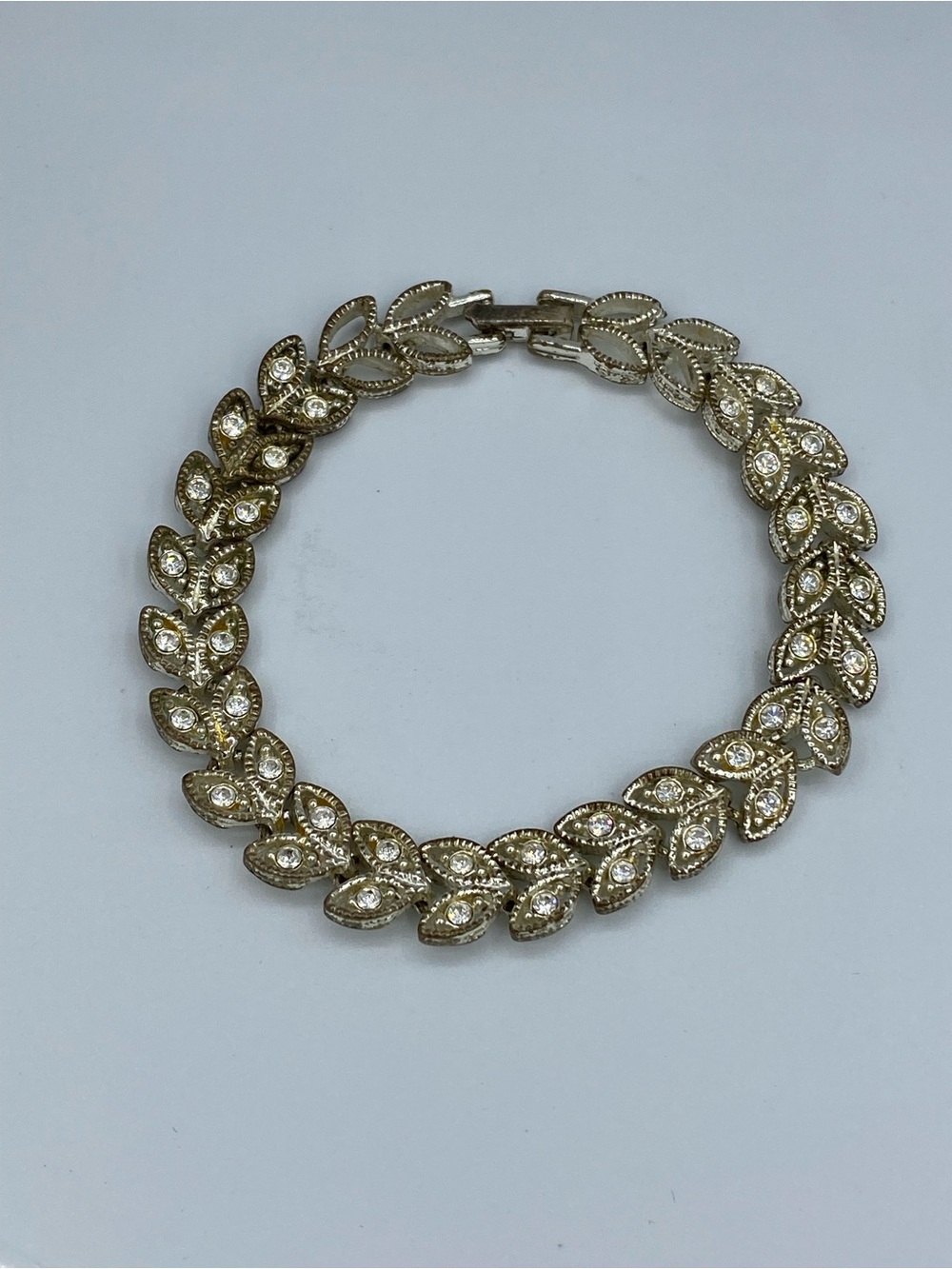 Gold Leaf Crystal Link Bracelet - Women's Jewelry